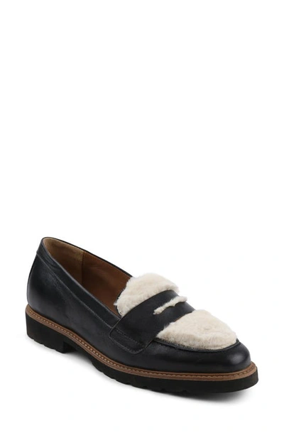 Andre Assous Porsha Lug Sole Leather Loafer In Black Suede