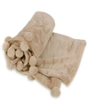 Cheer Collection Pom Pom Throw Blanket In Brown