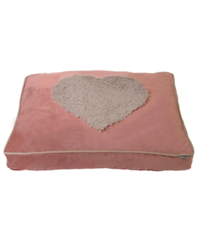 Precious Tails Plush Velvet Heart Fur Applique Pillow Pet Bed In Dusty Rose