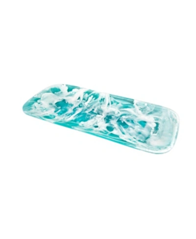 Nashi Home Classical Rectangle Platter In Aqua Swirl