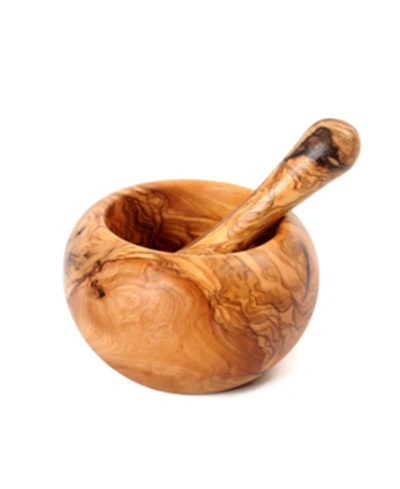 Beldinest Olive Wood Round Pestle And Mortar