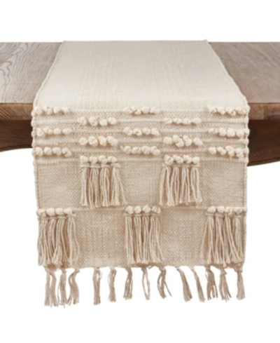 Saro Lifestyle Table Runner With Tassel Moroccan Design In Cream