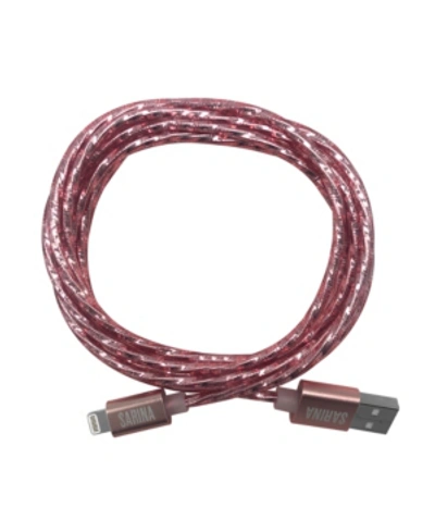Sarina Accessories Metallic Twisted 6' Apple Certified Lightning Mfi Charging Cable- Iphone Charger In Blush