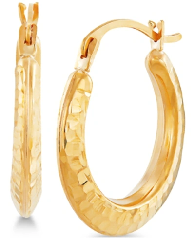 Macy's Hammered Hoop Earrings In 14k Gold
