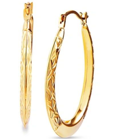 Macy's Textured Oval Hoop Earrings In 14k Gold