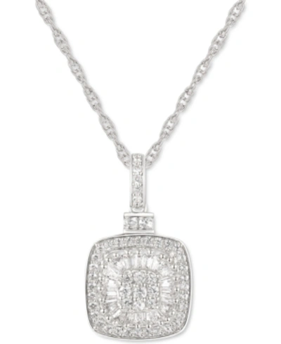 Macy's Diamond Baguette Square Cluster 18" Pendant Necklace (1/2 Ct. T.w.) In 14k Gold ,14k White Gold Or 1