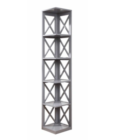 Convenience Concepts Oxford 5 Tier Corner Bookcase In Gray