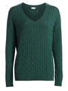 Brunello Cucinelli Women's Cashmere & Silk Paillette Cable Knit Sweater In Ivy