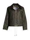 Barbour By Alexa Chung Margot Waxed Cotton Cropped Jacket In Archive Olive Ancient