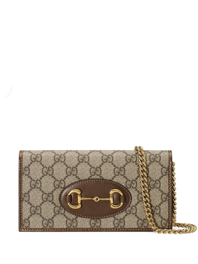 Gucci 1955 Horsebit Wallet With Chain In Brown