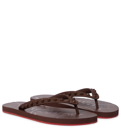 Christian Louboutin 10mm Loubi Flip Rubber Thong Sandals In Taupe