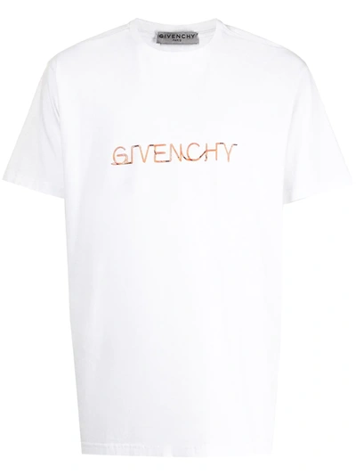 Givenchy Neon Lights Logo Cotton Tee In White