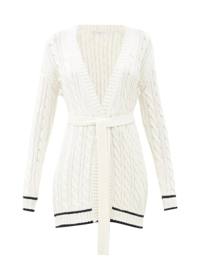 Max Mara Sorbona Belted Cotton & Cashmere Blend Cardigan In White