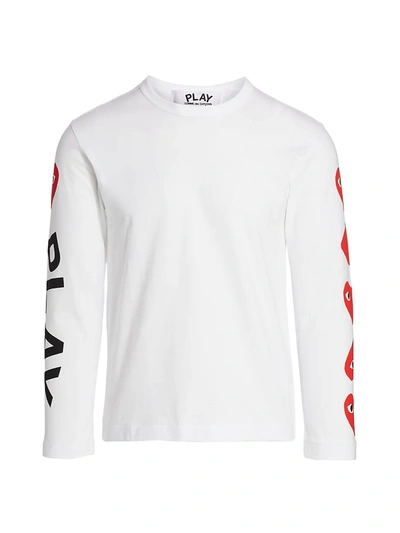 Comme Des Garçons Multi-heart Long-sleeve T-shirt In White