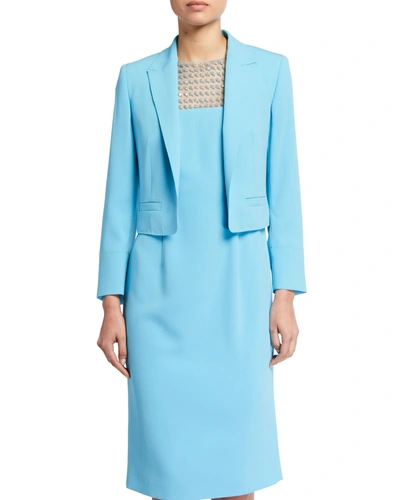 Escada Bolli Short Satin-back Crepe Jacket In Blue