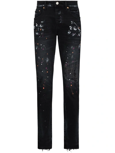 Purple Brand Men's P001 Paint Splatter Repaired Jeans In Black