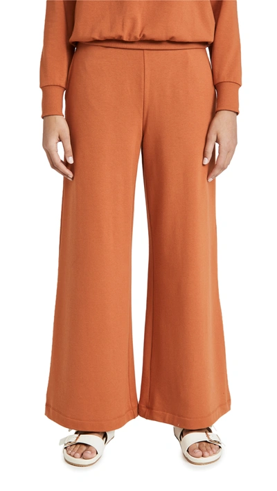 L Agence Campbell Stretch Cotton And Modal-blend Wide-leg Pants In Orange