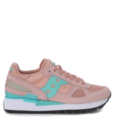 Saucony Shadow Pink And Aqua Green Sneaker In Rosa