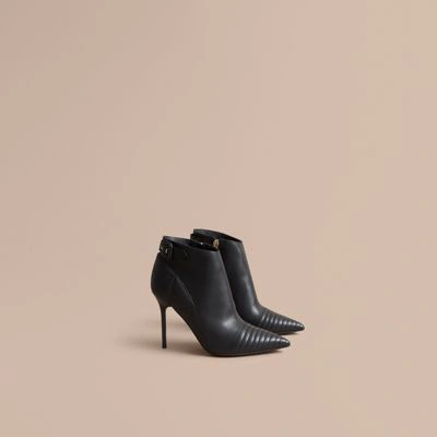 Burberry Quilted Leather Ankle Boots In Black