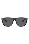 Ray Ban Boyfriend 60mm Flat Top Sunglasses In Black/ Dark Grey