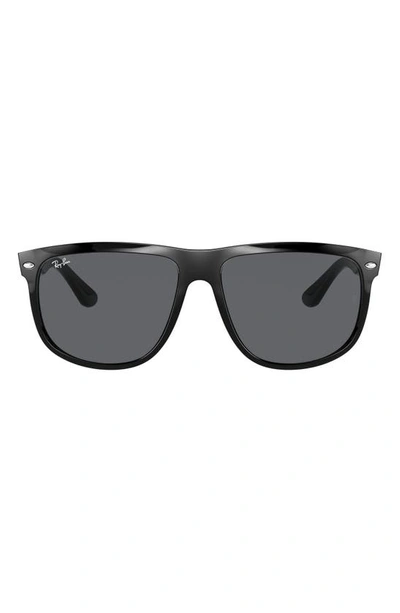 Ray Ban Boyfriend 60mm Flat Top Sunglasses In Black/ Dark Grey