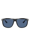 Ray Ban Women's Flat Top Nylon Frame Sunglasses In Black/ Dark Blue