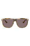 Ray Ban Boyfriend 60mm Flat Top Sunglasses In Shiny Havana/ Violet