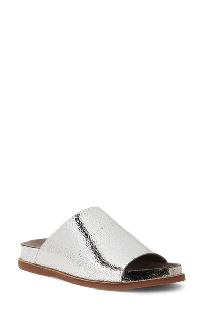 Kelsi Dagger Brooklyn Squish Slide Sandal In Silver Metallic Leather