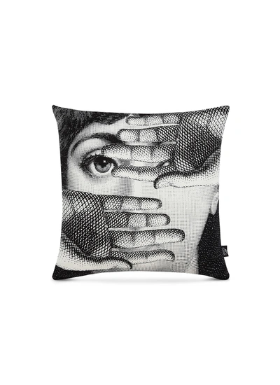 Fornasetti Abaglio Cushion In White/black