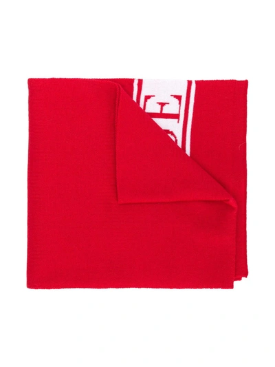 Canada Goose Kids' Logo Jacquard Wool Scarf In Red
