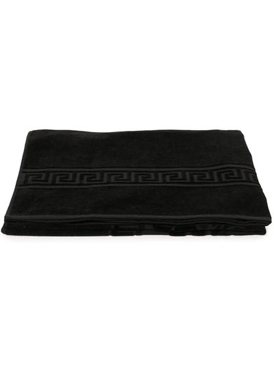 Versace Home Medusa And Greek Key Detail Towel In Black