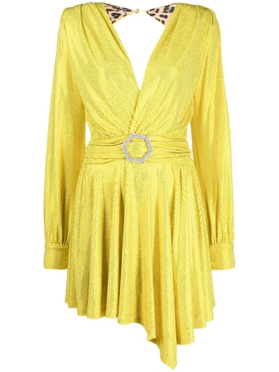 Philipp Plein Artemis Crystal Embellished Mini Dress In Yellow