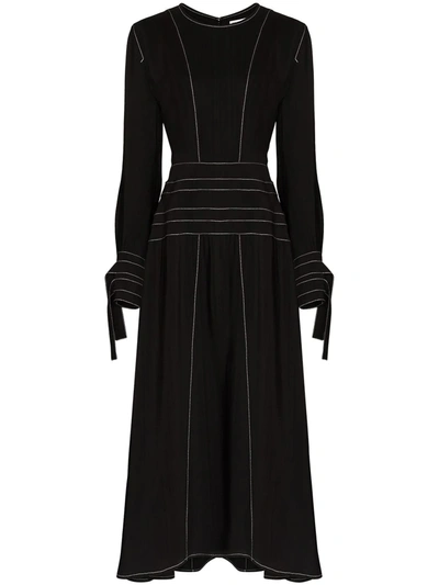 Rejina Pyo Linda Contrast-stitching Midi Dress In Black