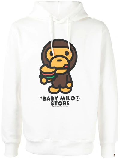 *baby Milo® Store By *a Bathing Ape® Baby Milo Burger Hoodie In White