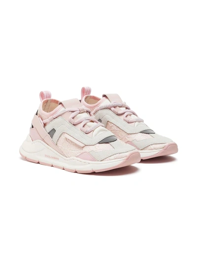 Dolce & Gabbana Kids' Cordonetto Lace Daymaster Trainers In Pink