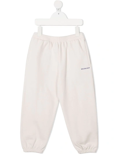 Balenciaga Kids' Logo-print Track Trousers In White