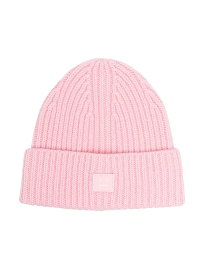 Acne Studios Kids' Face-patch Beanie In Pink