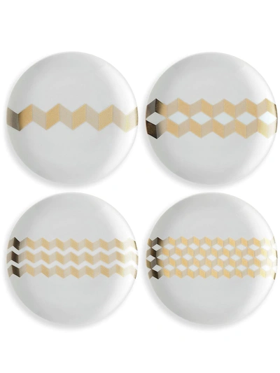 Lsa International Chevron Tea Plates (set Of 4) In White