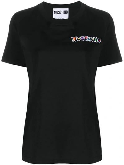 Moschino Embroidered Logo T-shirt In Black