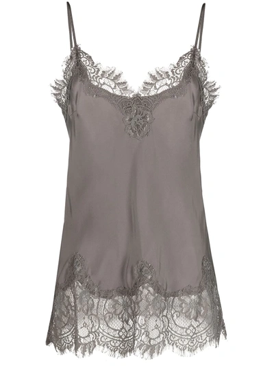 Gold Hawk Floral Lace Trim Top In Neutrals