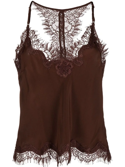 Gold Hawk Floral Lace Trim Waistcoat In Brown