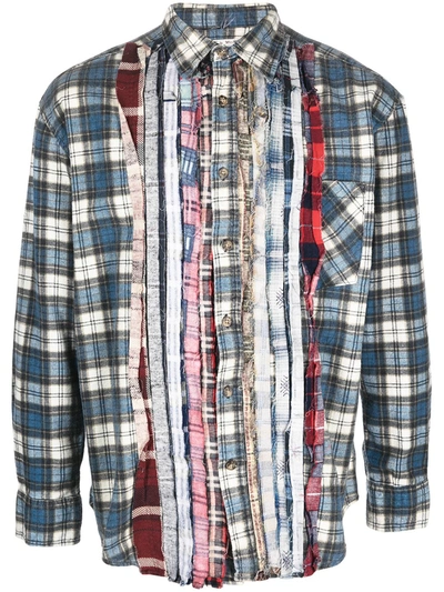 Needles Ribbon Patchwork Flannel Shirt In Blau