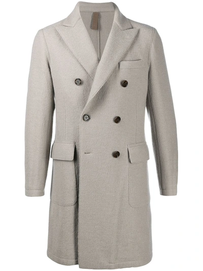 Eleventy Double-breasted Wool Overcoat In Neutrals