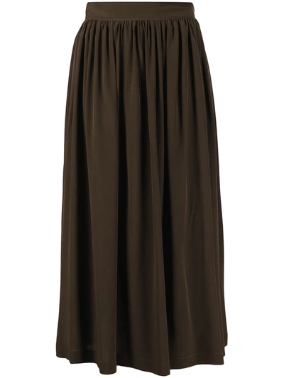 Alysi Pleat-detail Mid-length Skirt In Green