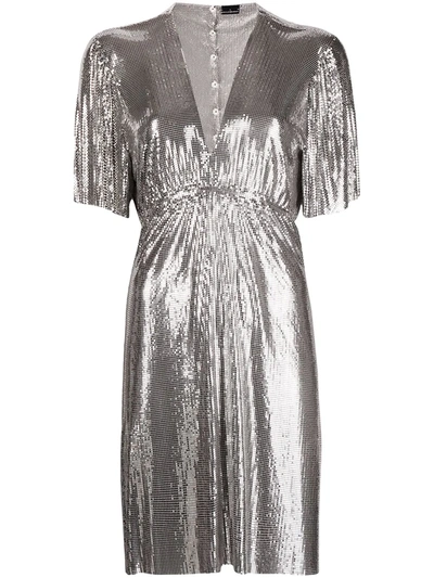 Paco Rabanne Sequin-embellished Robe Dress In Silver