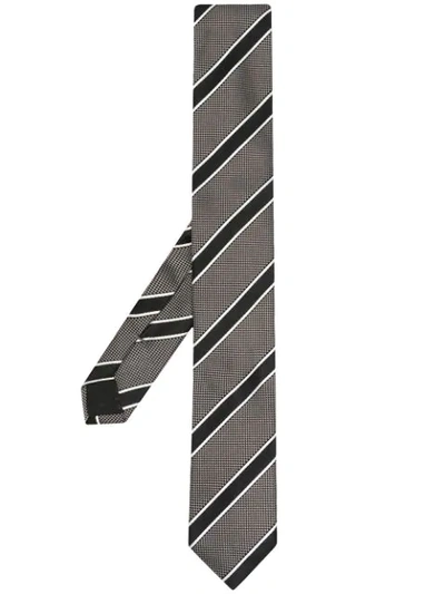 Hugo Boss Striped Silk Tie In Grey