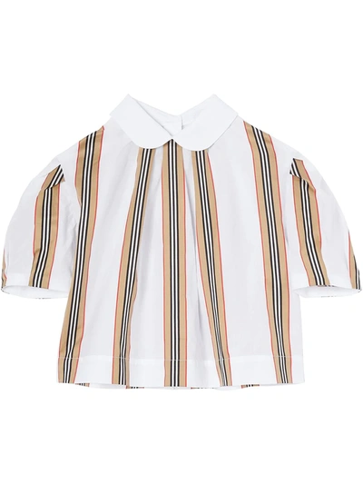 Burberry Teen Icon Stripe-print Cotton Blouse In White