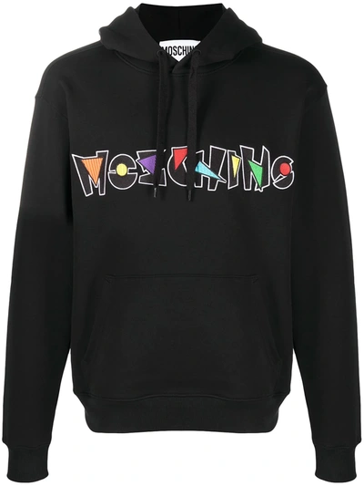 Moschino Logo-embroidered Hoodie In Black