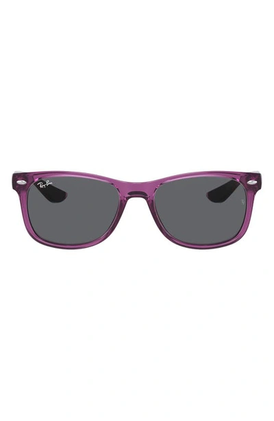 Ray Ban Junior 48mm Wayfarer Sunglasses In Transparent Violet/ Dark Grey