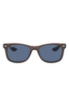Ray Ban Junior 48mm Wayfarer Sunglasses In Transparent Brown/ Dark Blue